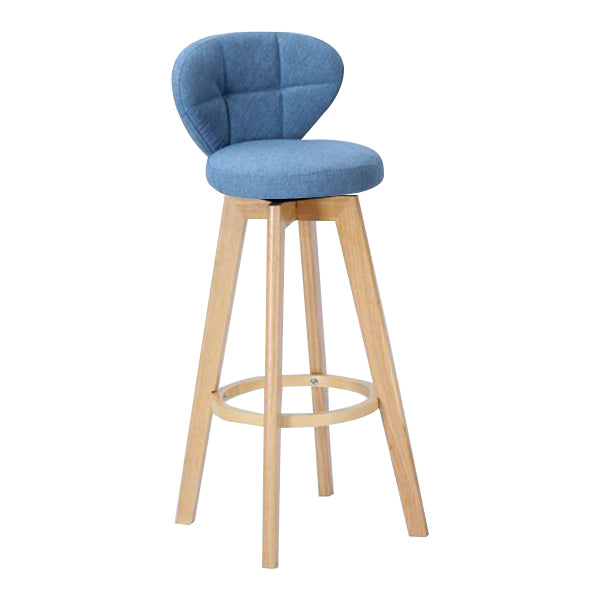 Contemporary Solid Wood Barstool Indoor Bar Stool with Footrest and Cushion