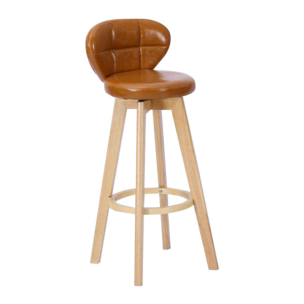 Contemporary Solid Wood Barstool Indoor Bar Stool with Footrest and Cushion