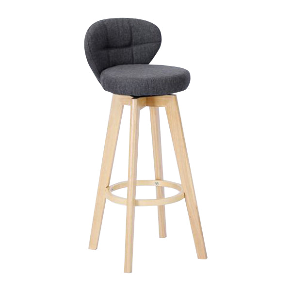 Contemporary Solid Wood Barstool Indoor Bar Stool with Footrest and Cushion