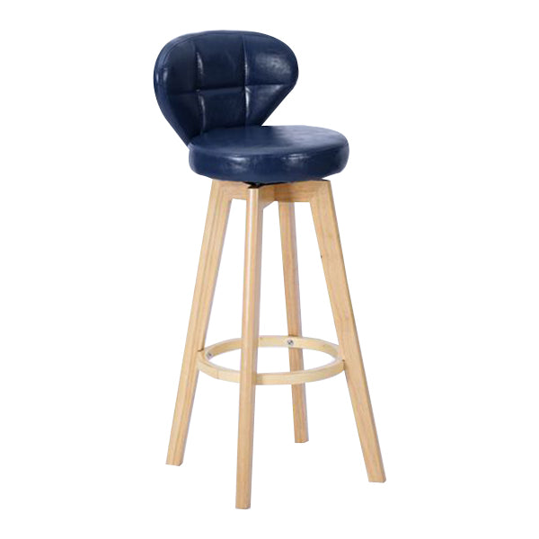 Contemporary Solid Wood Barstool Indoor Bar Stool with Footrest and Cushion