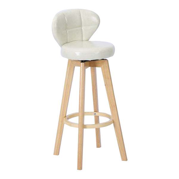 Contemporary Solid Wood Barstool Indoor Bar Stool with Footrest and Cushion