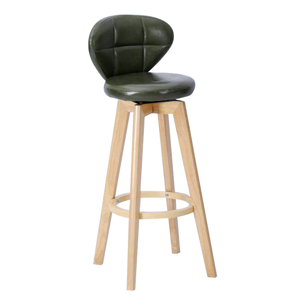Contemporary Solid Wood Barstool Indoor Bar Stool with Footrest and Cushion