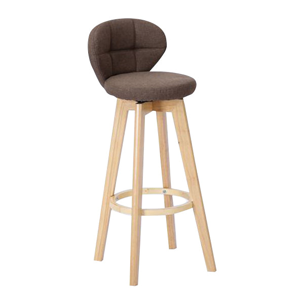 Contemporary Solid Wood Barstool Indoor Bar Stool with Footrest and Cushion