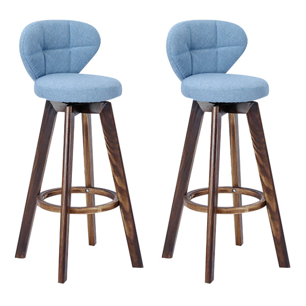Contemporary Solid Wood Barstool Indoor Bar Stool with Footrest and Cushion