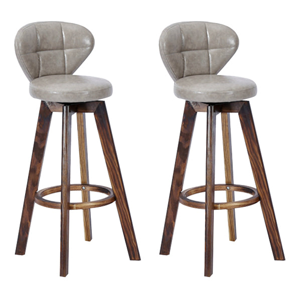 Contemporary Solid Wood Barstool Indoor Bar Stool with Footrest and Cushion