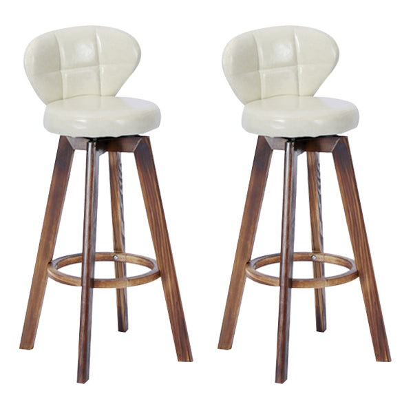 Contemporary Solid Wood Barstool Indoor Bar Stool with Footrest and Cushion