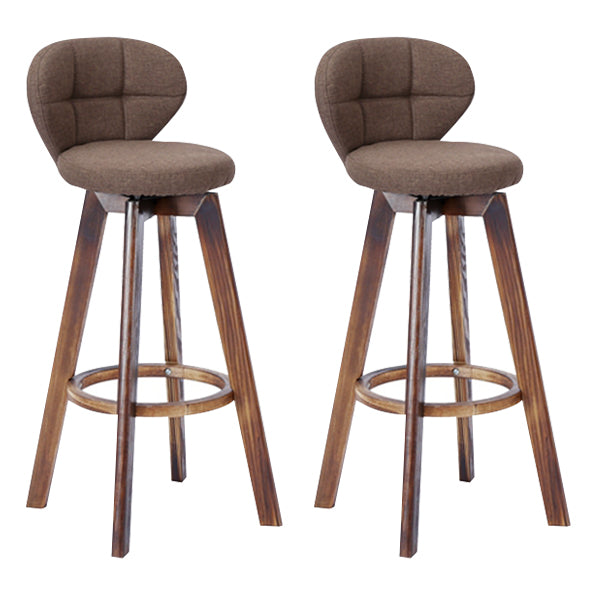 Contemporary Solid Wood Barstool Indoor Bar Stool with Footrest and Cushion