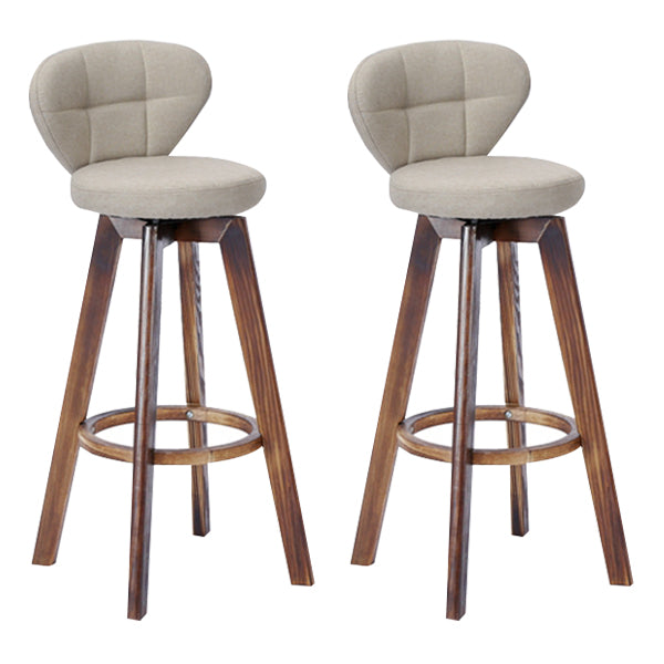 Contemporary Solid Wood Barstool Indoor Bar Stool with Footrest and Cushion