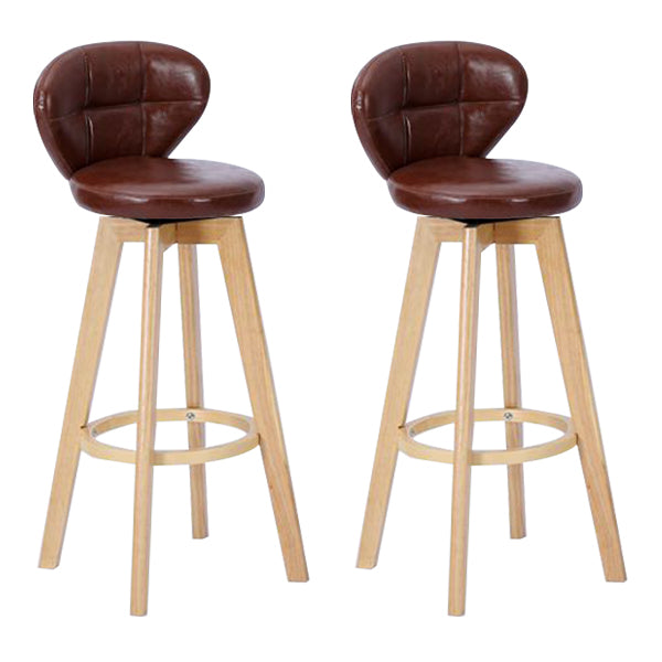 Contemporary Solid Wood Barstool Indoor Bar Stool with Footrest and Cushion
