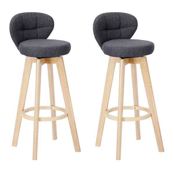Contemporary Solid Wood Barstool Indoor Bar Stool with Footrest and Cushion