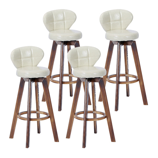 Contemporary Solid Wood Barstool Indoor Bar Stool with Footrest and Cushion