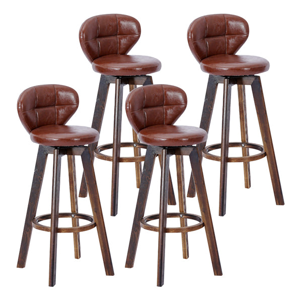 Contemporary Solid Wood Barstool Indoor Bar Stool with Footrest and Cushion