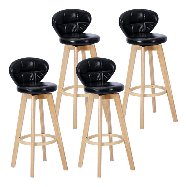 Contemporary Solid Wood Barstool Indoor Bar Stool with Footrest and Cushion