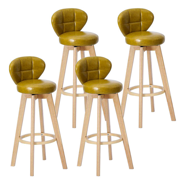 Contemporary Solid Wood Barstool Indoor Bar Stool with Footrest and Cushion