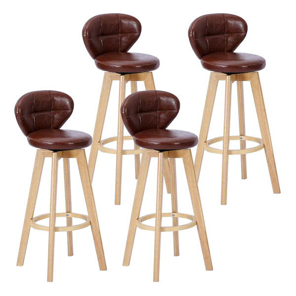 Contemporary Solid Wood Barstool Indoor Bar Stool with Footrest and Cushion
