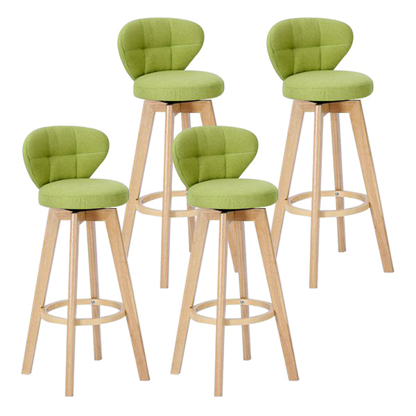 Contemporary Solid Wood Barstool Indoor Bar Stool with Footrest and Cushion