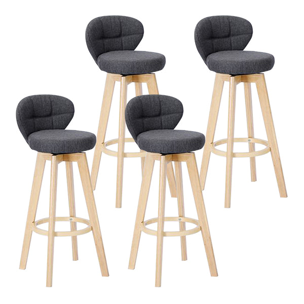 Contemporary Solid Wood Barstool Indoor Bar Stool with Footrest and Cushion