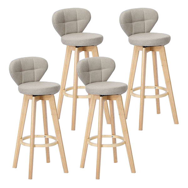 Contemporary Solid Wood Barstool Indoor Bar Stool with Footrest and Cushion