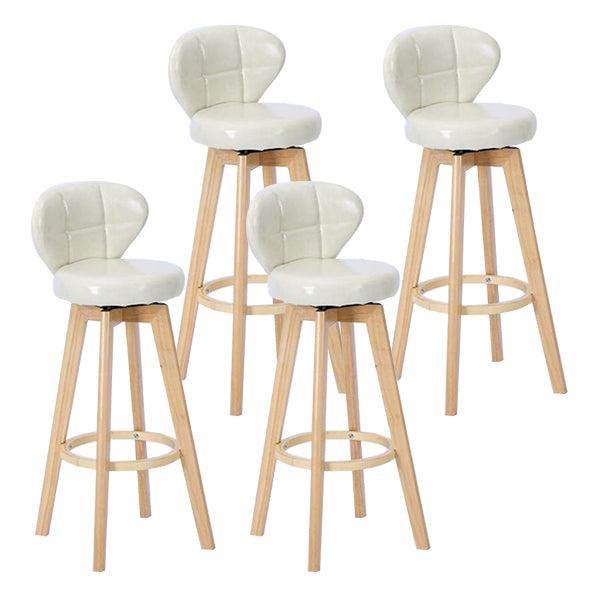Contemporary Solid Wood Barstool Indoor Bar Stool with Footrest and Cushion