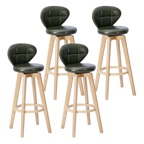 Contemporary Solid Wood Barstool Indoor Bar Stool with Footrest and Cushion