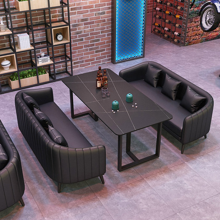 Industrial Style Dining Table Black Base Dining Table for Dining Room