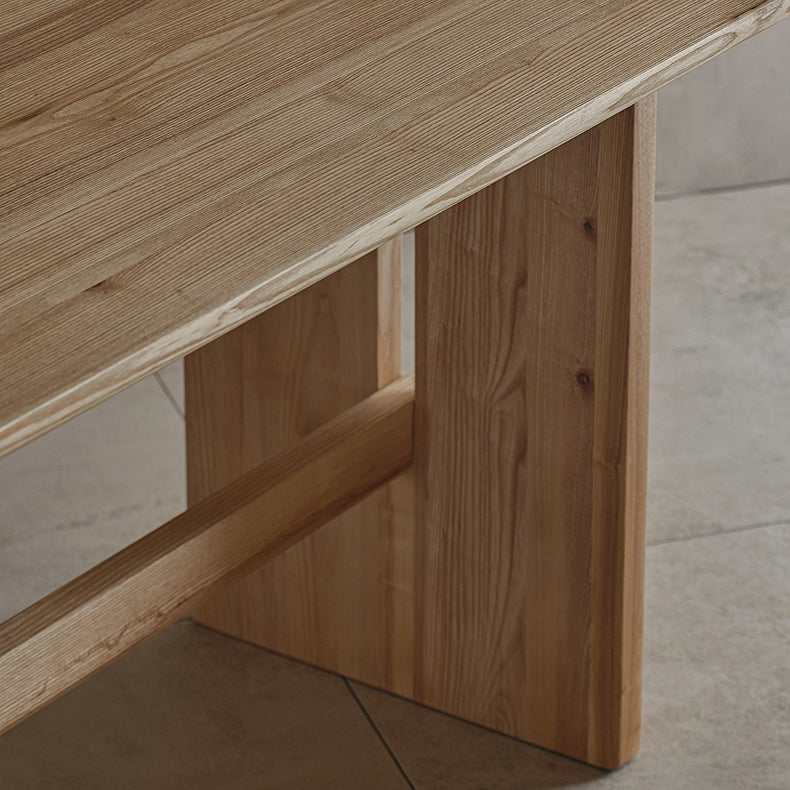 Modern Pine Solid Wood Table for Restaurant Rectangle Dining Table with Trestle Base