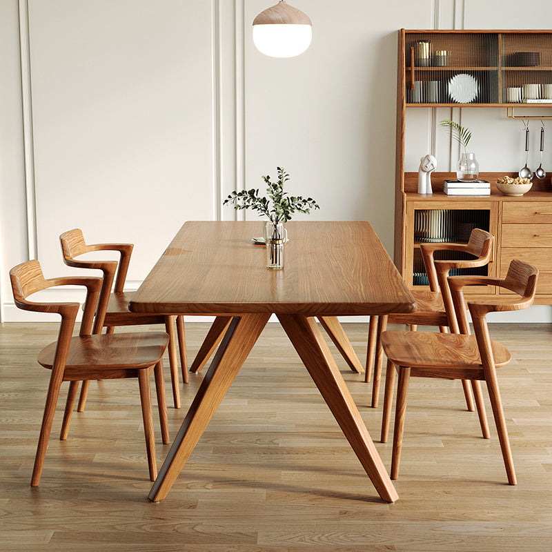 Modern Pine Wood Table for Restaurant Rectangle Dining Table in Nature with 4 Legs