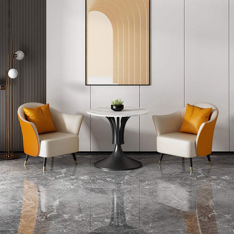 Metal Traditional Luxury Round Table Sintered Stone Indoor Table with Tulip Base