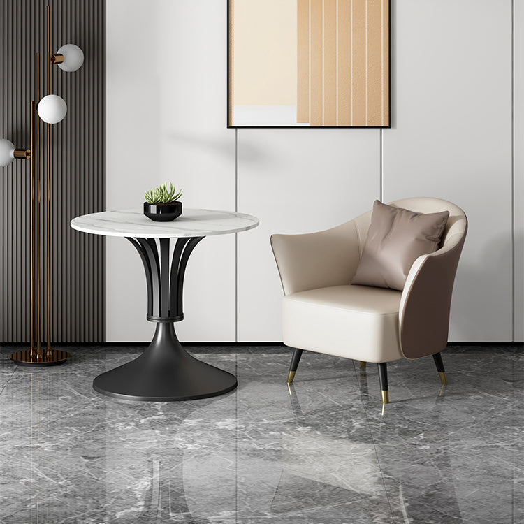 Metal Traditional Luxury Round Table Sintered Stone Indoor Table with Tulip Base