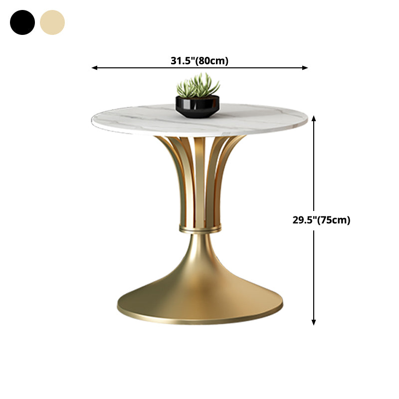 Metal Traditional Luxury Round Table Sintered Stone Indoor Table with Tulip Base