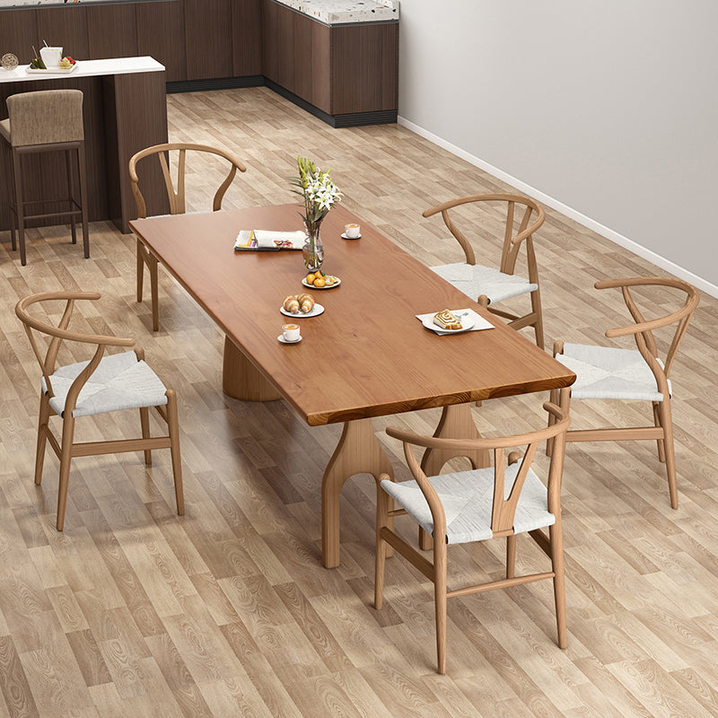 Modern Pine Wood Table for Restaurant Rectangle Dining Table with 3 Legs