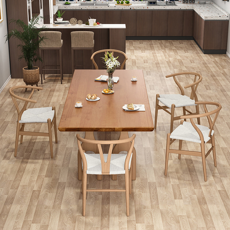 Modern Pine Wood Table for Restaurant Rectangle Dining Table with 3 Legs
