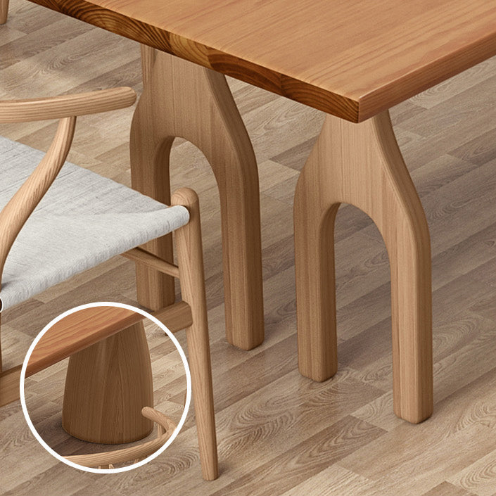 Modern Pine Wood Table for Restaurant Rectangle Dining Table with 3 Legs