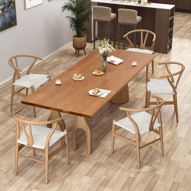 Modern Pine Wood Table for Restaurant Rectangle Dining Table with 3 Legs