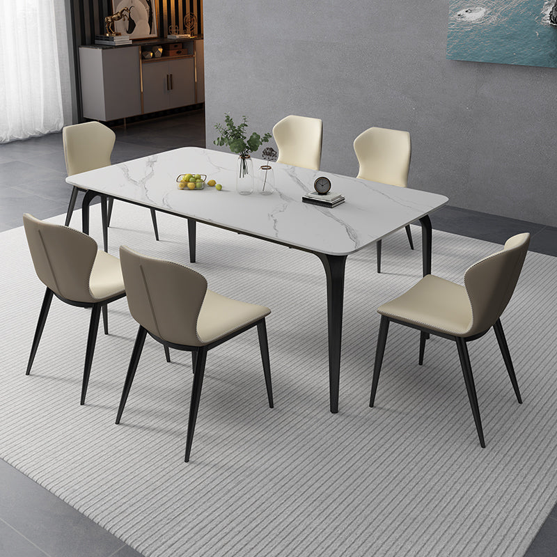 Rectangle Shape Industrial Dining Table Fixed Table with Sintered Stone
