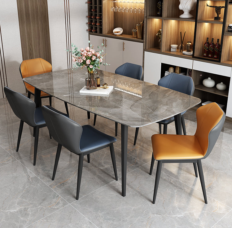 Sintered Stone Top Dining Table Rectangle Table with Metal 4 Legs for Restaurant