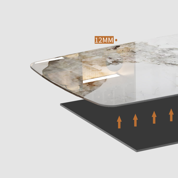 Sintered Stone Top Dining Table Rectangle Table with Metal 4 Legs for Restaurant