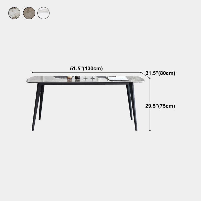 Sintered Stone Top Dining Table Rectangle Table with Metal 4 Legs for Restaurant