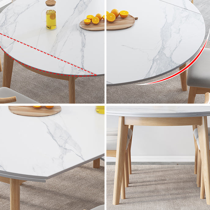 Modern Sintered Stone Dining Table Round Dining Room Table with 4 Legs