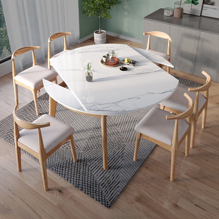 Modern Sintered Stone Dining Table Round Dining Room Table with 4 Legs