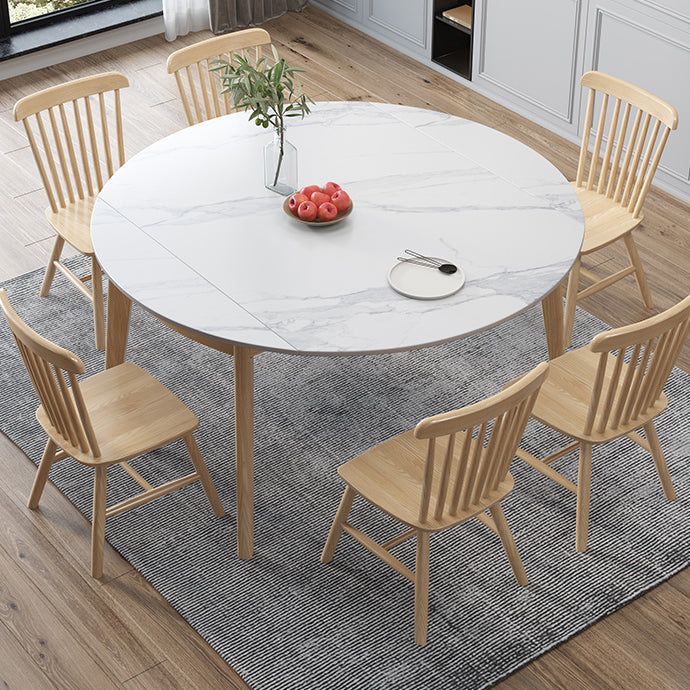 Modern Sintered Stone Dining Table Round Dining Room Table with 4 Legs