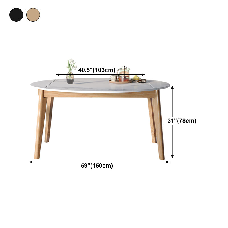 Modern Sintered Stone Dining Table Round Dining Room Table with 4 Legs
