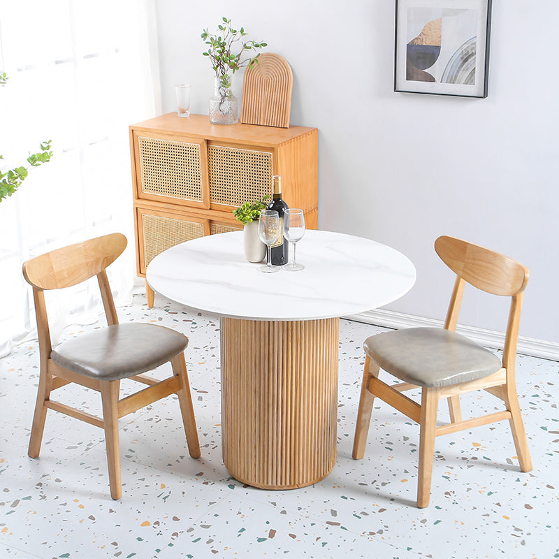 Table de salle à manger en bois massif de pin, table de pub ronde moderne avec pieds au fini naturel