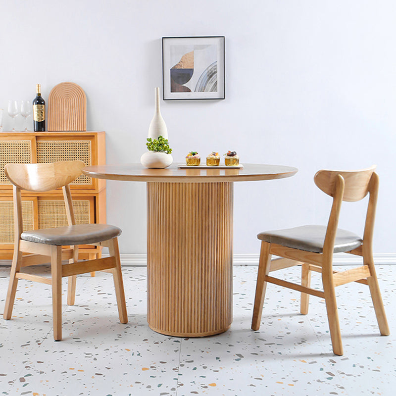 Table de salle à manger en bois massif de pin, table de pub ronde moderne avec pieds au fini naturel