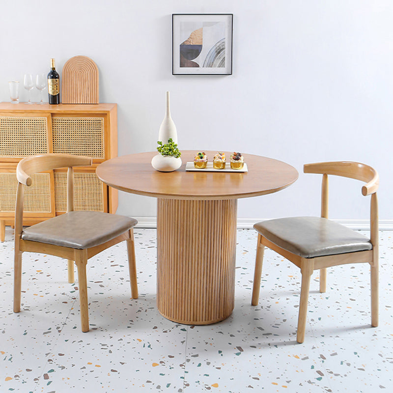 Table de salle à manger en bois massif de pin, table de pub ronde moderne avec pieds au fini naturel