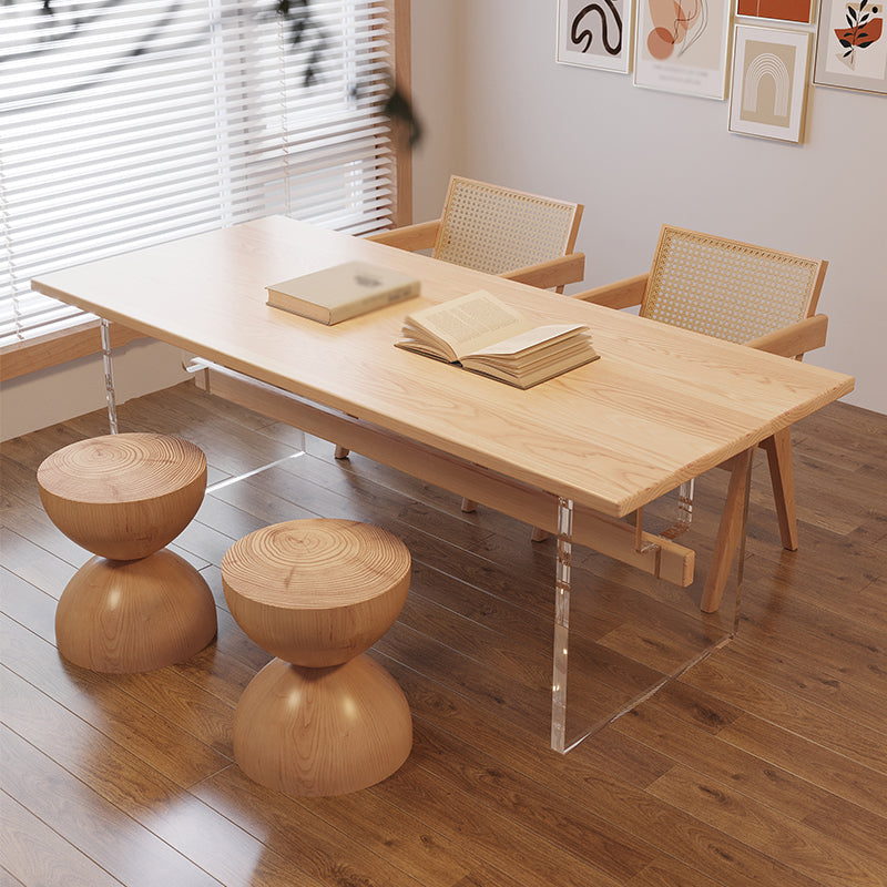 Solid Wood and Acrylic Dinette Table Modern Rectangle Dinner Table Kitchen Home