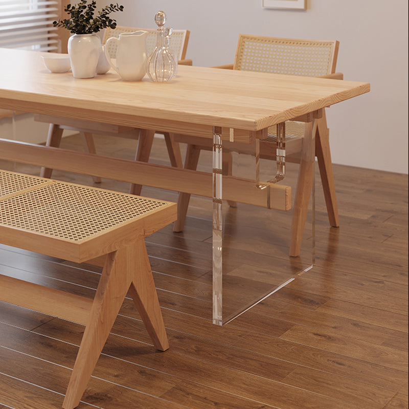 Solid Wood and Acrylic Dinette Table Modern Rectangle Dinner Table Kitchen Home