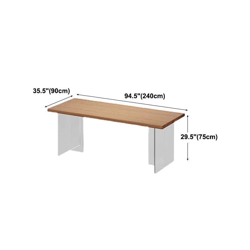Solid Wood and Acrylic Dinette Table Modern Rectangle Dinner Table Kitchen Home