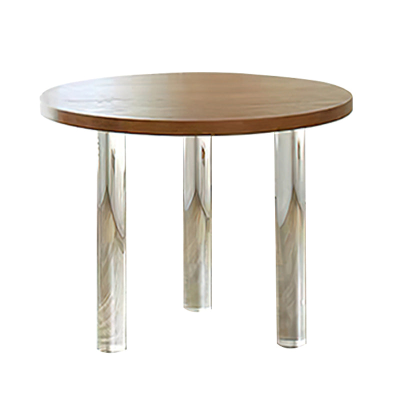 Pine and Acrylic Round Dining Table Modern Natural Dinner Table Kitchen Home