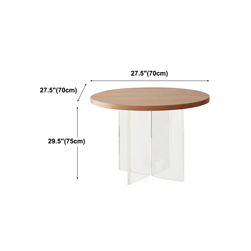 Pine and Acrylic Round Dining Table Modern Natural Dinner Table Kitchen Home